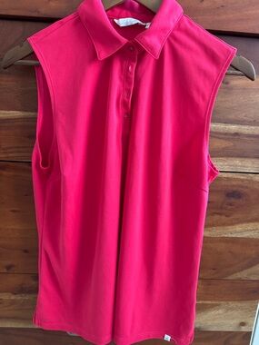 Lady Hagen Golf Sleeveless Polo Tank Top in Bright Red